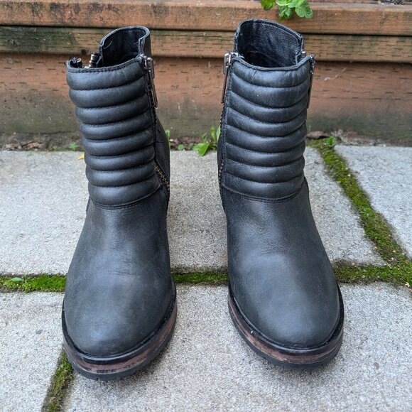 Cute moto Harley Davidson heeled leather booties size 9 - Picture 1 of 6
